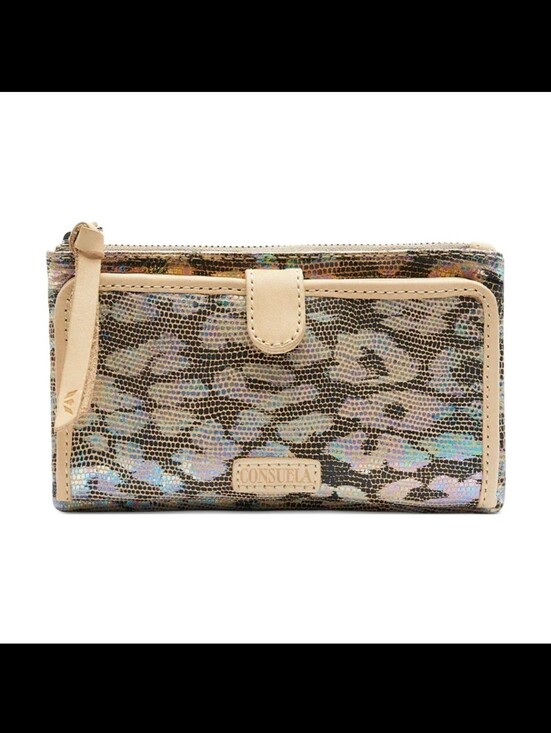 Consuela Handbags - Consuela Iris Iridescent Leopard Slim Wallet with Beige Trim NWT